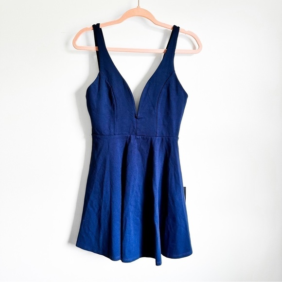 NWT! Lulu’s Love Galore Navy Blue Strappy Sleeveless Skater Dress sz Small - Picture 5 of 11